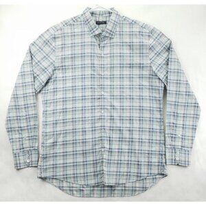 Zachary Prell Shirt Mens Large Blue Plaid Cotton Regular Fit Classic Button-Up
